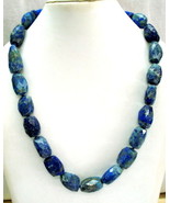 vintage natural lapis gemstone faceted tumbled beads necklace ECL india - £108.21 GBP