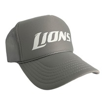 New Detroit Lions Script Light Gray Cap Hat 5 Panel High Crown Trucker Snapback - £18.48 GBP
