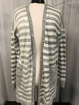 Calvin Klein Women&#39;s Sweater Gray Striped Open Front Cardigan Size Large NWT - £31.54 GBP