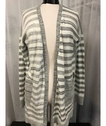 Calvin Klein Women&#39;s Sweater Gray Striped Open Front Cardigan Size Large... - £31.19 GBP