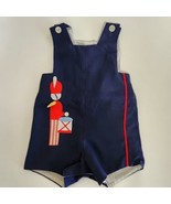 Vintage Overalls Romper Solider 2T Red White Blue - $33.66