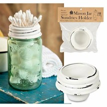 Mason jar storage Lid in distressed white metal - £15.12 GBP