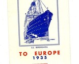 1935 Cunard White Star World Y Tours to Europe YMCA Berengaria Georgic M... - $24.82