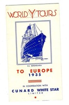 1935 Cunard White Star World Y Tours to Europe YMCA Berengaria Georgic Majestic - £19.51 GBP