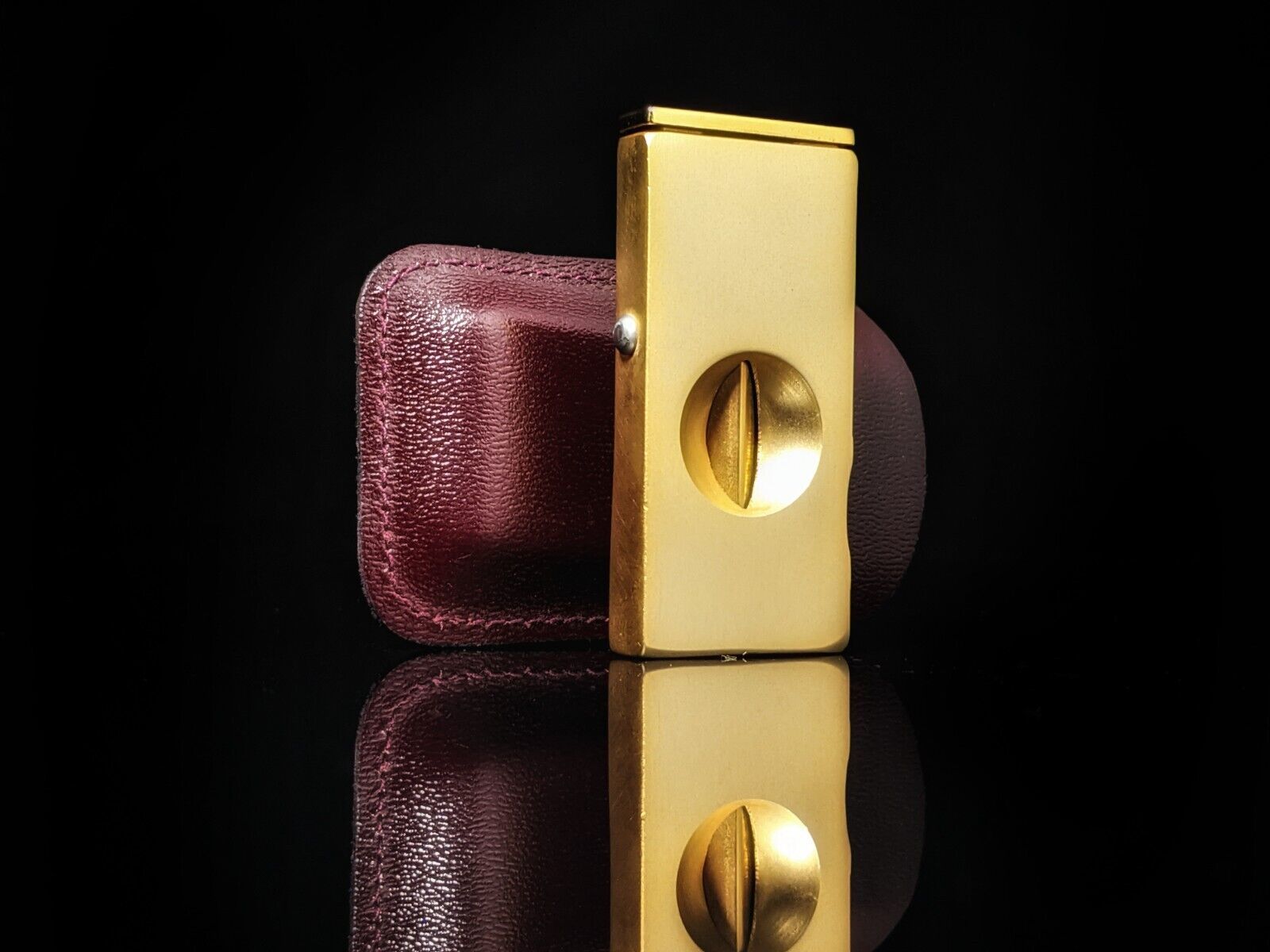 Solingen V Cigar Cutter Gold Anodized with Leather Carrying Case New - $45.00