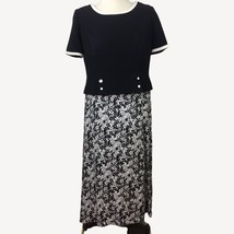 Danny &amp; Nicole New York Womens Dress Black White Floral Buttons Formal Size 16 - £39.30 GBP