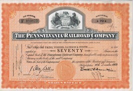 ORIGINAL Vintage 1954 Pennsylvania Railroad 70 Shares Stock Certificate - £19.41 GBP
