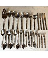 EXF8 by Excel Stainless Bamboo Flatware 28 pc Lot Serving Spoons Fork Pi... - $724.59 MXN