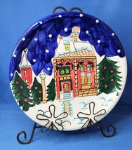 Christmas Plate World Bazaars 9  Decorated House Plate Vintage - £5.98 GBP