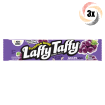 3x Bars | Laffy Taffy Grape Flavor Candy Bar Stretchy &amp; Tangy | 1.5oz | - £10.17 GBP