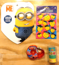 Lot of Assorted Stickers Minions Smileys Cars and Spritz Washi Tape - New - £13.02 GBP