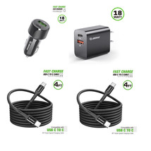 18W Combo Car + Home Charger + 2X USB Type C to C For TCL 40 XL T608M - £16.57 GBP