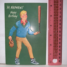 Vintage Norcross 1960’s Happy Brithday Nephew Greeting Card Baseball Bay... - $5.88