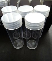 Lot of 5 BCW Quarter Round Clear Plastic Coin Storage Tubes w/ Screw On Caps - £5.85 GBP