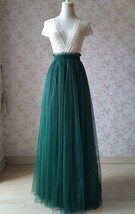 Dark Green High Waisted Tulle Skirts Bridesmaid Plus Size Tulle Maxi Skirt