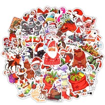 50 PCS Merry Christmas Stickers - Santa Claus Decals, Xmas Tree Gifts for Kids a - £7.90 GBP