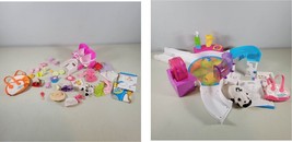 Zhu Zhu Pets Lot Twin Baby Hamster Carriage Stroller and Accessories Bab... - $28.71