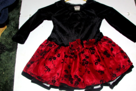 DRESS 2T party layered skirt red/black velvet Perfectly Dressed (Nclst 11) - £7.91 GBP