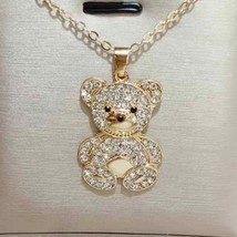 Shining Cubic Zirconia Bear Necklace Cartoon Animal Bear Pendant - £14.09 GBP