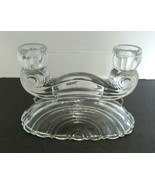 Candle Holder Pressed Glass Crystal Clear Double Taper Vintage Water Fal... - £14.36 GBP