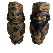 NIPOPO AINU Wood Hand Carved Vintage Crafted Figure Hokkaido Japan Coupl... - £47.47 GBP