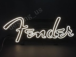 New White Fender  Guitar Light Bar Pub Real Glass Neon Sign 24&quot;x20&quot; - £199.36 GBP
