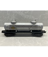Lionel Post War 6465 O Gauge Sunoco 2 Dome Tank Car Silver w/ Original Box - $12.38