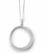Eclipse 14K White Gold Plated Created Diamonds Open Ring Fancy Pendant Necklace - £100.15 GBP