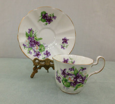 Adderley Hand Painted Violets N0 m1109 Bone China England Tea Cup and Sa... - $14.74