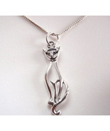 Sitting Contented Cat Necklace 925 Sterling Silver Corona Sun Jewelry Kitty - £51.50 GBP