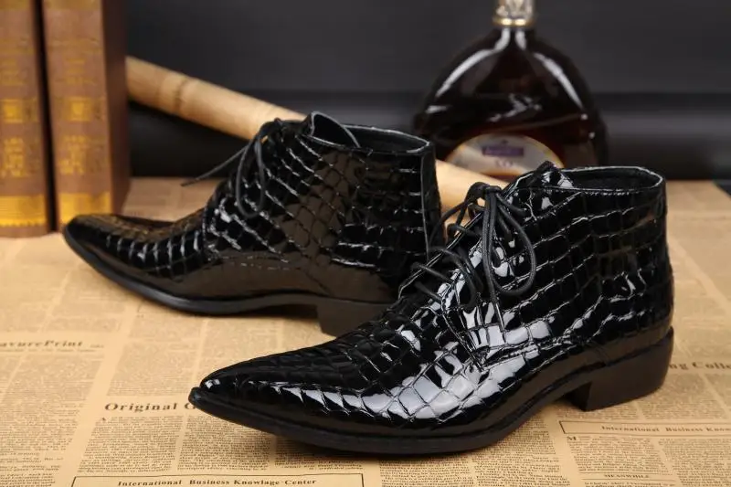 2023 men skin leather black boots winter shoes platform  black work motorcycle b - £229.58 GBP