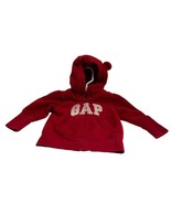 Baby Gap Infant baby 3 6 months Fleece Full Zip Jacket Red Bear Ears on ... - £7.03 GBP