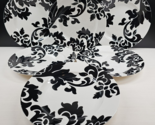 6 Martha Stewart Lisbon Black Dinner Plates Set Macy Exclusive Floral Di... - $148.37