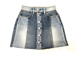 PacSun Los Angeles Denim Mini Skirt Women Size 23 Blue Button Up Raw Hem... - $8.66
