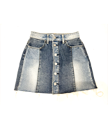 PacSun Los Angeles Denim Mini Skirt Women Size 23 Blue Button Up Raw Hem... - £6.80 GBP