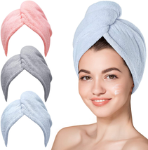 Hicober Microfiber Hair Towel, 3 Packs Hair Turbans for Wet Hair - $23.27