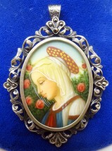 .800 Silver Hand Painted Portrait Pin / Pendant (#J3421) - £230.76 GBP