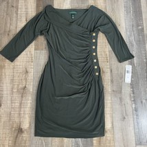 NWT Lauren Ralph Lauren Dress Olive Green Stretch Poly Size 6 $134 - $57.77