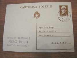 1946 Postcard 1.20 Lire Real Estate Institute Piero Butti Cantù &#39;46 Co - Show... - £16.39 GBP
