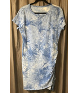 Shein Jr.? Wm. XL Tie Dye Blue Ruched Body Con T-Shirt Dress S/S Knt Ctn... - £16.95 GBP