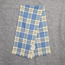 Betmar Woman Scarf 13&quot; Wide x 53&quot; Long Cream Blue Plaid Made in France NWT - £10.62 GBP