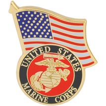 US Marine Corps Logo with USA Flag Lapel / Hat Pin - £7.47 GBP