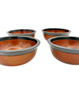 Set of 4 Ebony Rimmed 6.5 inch Wooden Bowls (Walnut?) Made in India - $35.07
