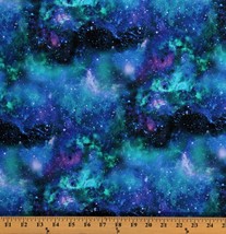 Cotton Galaxy Space Stars Nebula Universe Blue Purple Fabric Print BTY D464.44 - £11.95 GBP