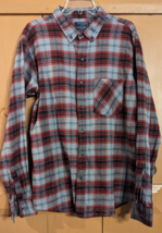 Jackson Hole Flannel Shirt Men’s L Red Grey Plaid, Check Pattern Button ... - $12.55
