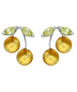 14k White Gold Stud Earrings with Natural Peridots and Citrines - $4,910.46 MXN - $10,366.73 MXN