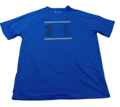 Under Armour Men&#39;s XL Bright Blue Heatgear Large Logo  T-Shirt - £6.25 GBP