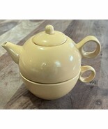Old Amsterdam Porcelain Works Teapot &amp; Tea Cup for One Pale Yellow 11oz - $15.00
