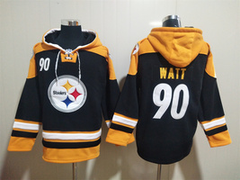 T.J. Watt Steelers Black Lace-Up Pullover Hoodie - $79.00