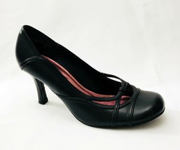 Xhilaration Pumps Faux Leather Black Heels Shoes size 6 Vegan  - $13.99